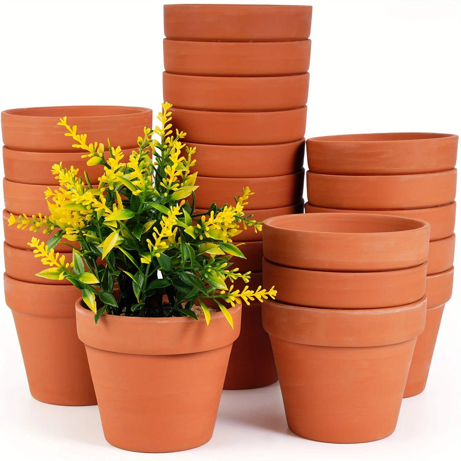 

24 Clay Pots with Drainage Holes, 4 Inches in Size, Suitable for Plants, Small Pots for Succulents, Crafts for Indoor