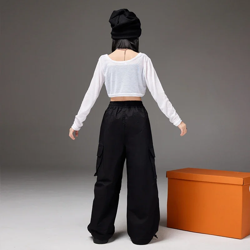 Mädchen Streetwear Outfits Kinder Hip Hop Lila Crop Tops Cargo Hosen Kleidung Sets Kinder Nette Street Dance Jazz Bühne Kostüme