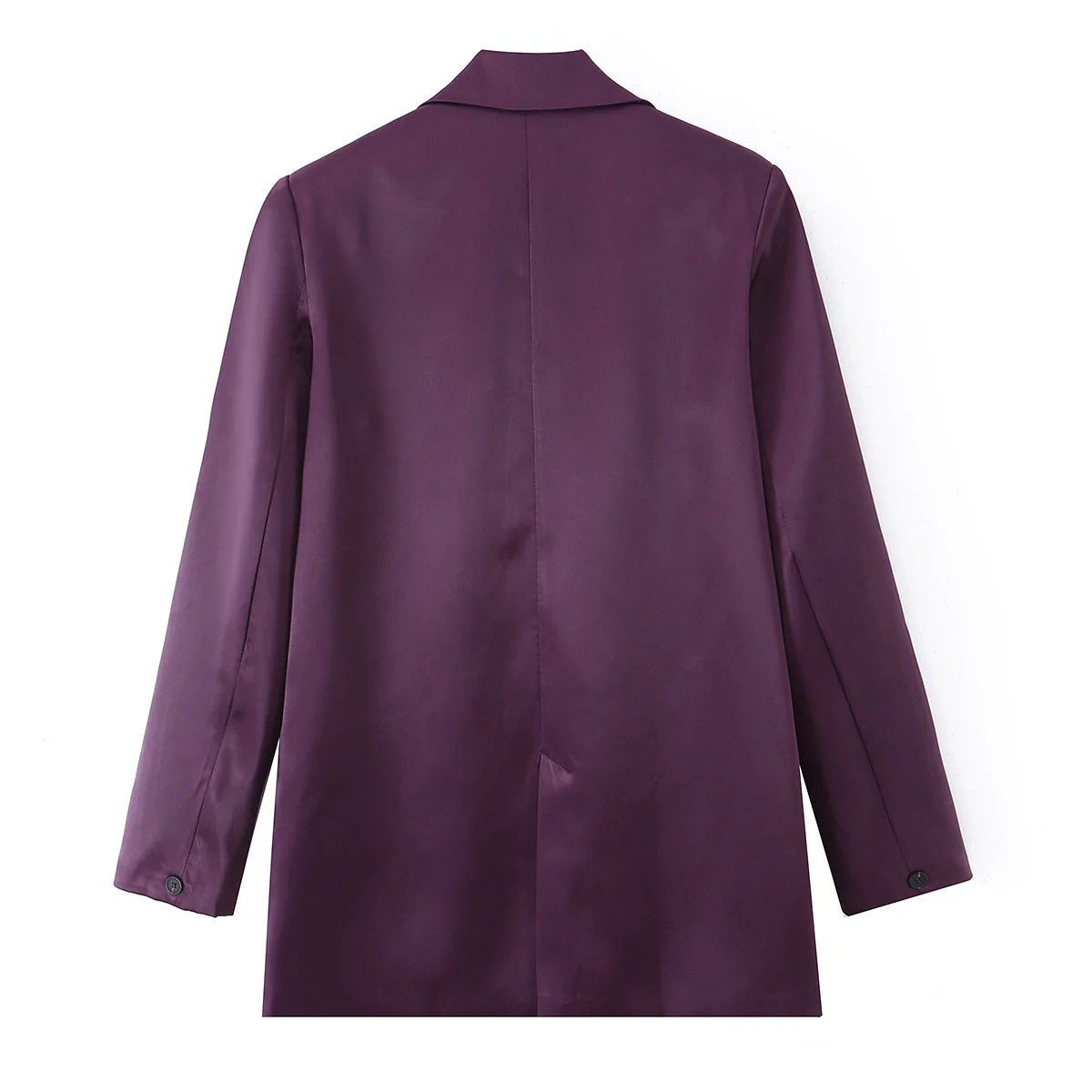 SuperAen Purple Oversize Women's 2026 Summer New Korean Style Double Button Casual Simple Elegant Satin Loose Jacket