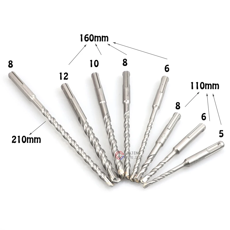 8pc Set Concrete SDS Plus Drill Bit Cross Tips 2 Cutters 110mm 160mm 210mm Wall Brick Block Electric Hammer Masonry