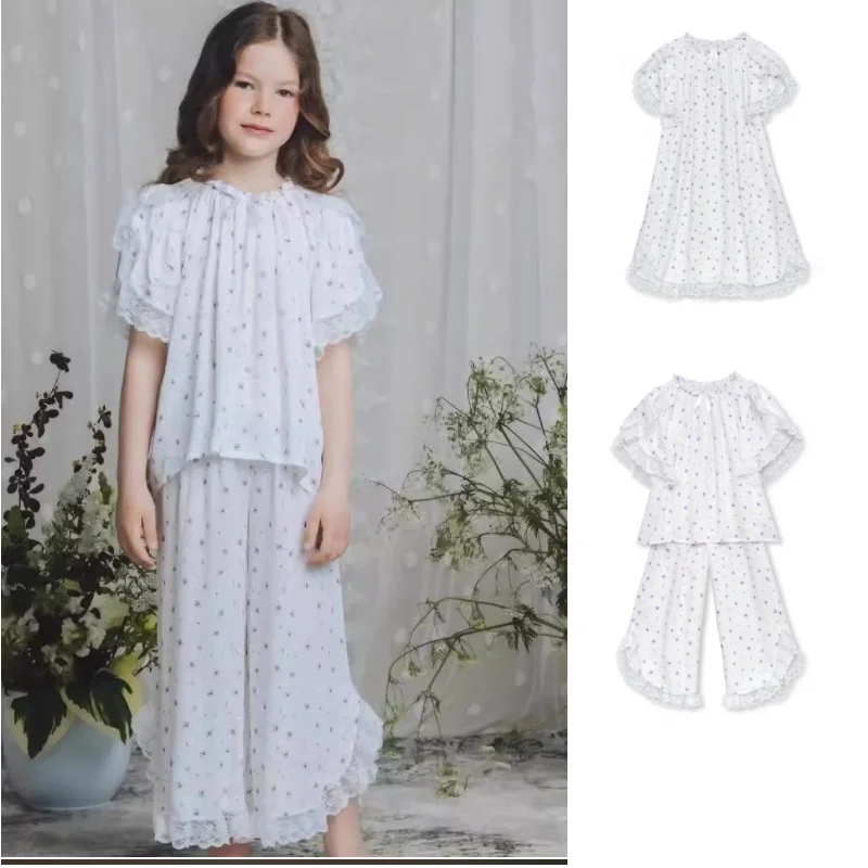 

Girls Pajamas Set 2024 Autumn New Printing Fashion Cute Children's Home Wear Cotton Fiber Girls Nightgown Children's Clothing