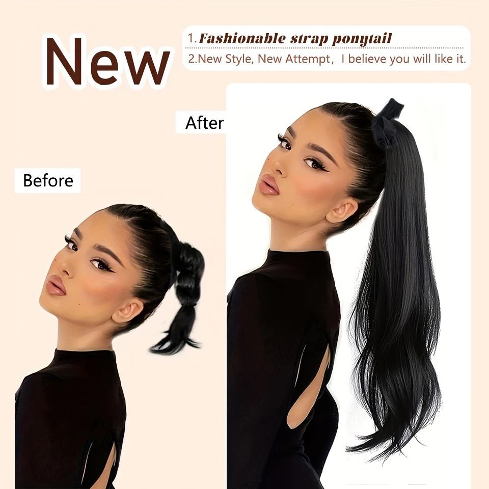 Synthetic Pony Tail Hair Wigundle False Hair Tail Hair Ponytail In Straight Clip Hairpiece With Hairpins Extensions For Women