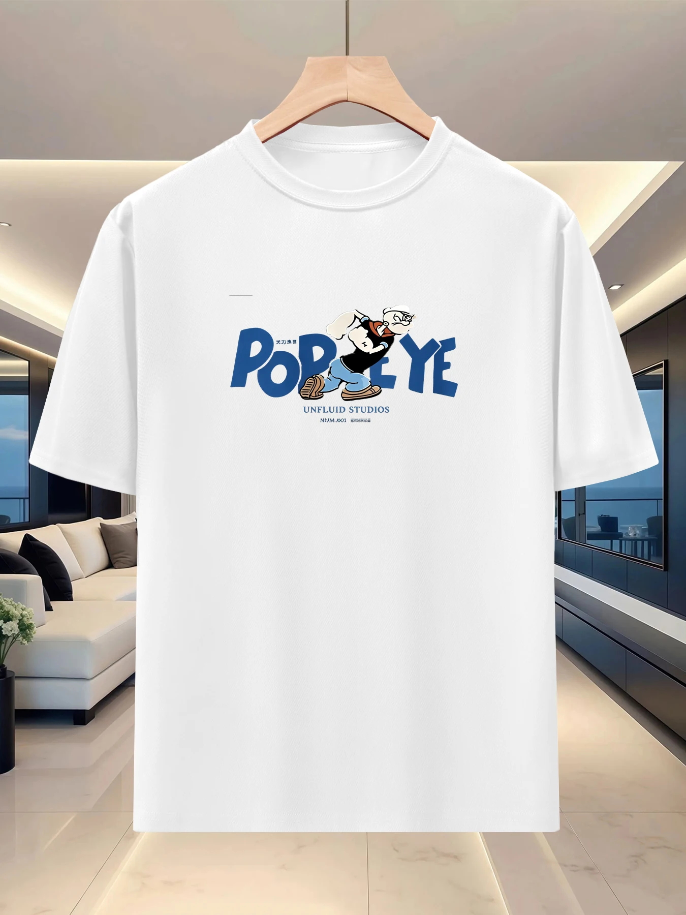 Soft atmosphere men's shoulder down silhouette half sleeve summer travel personality graphic print casual short sleeved top