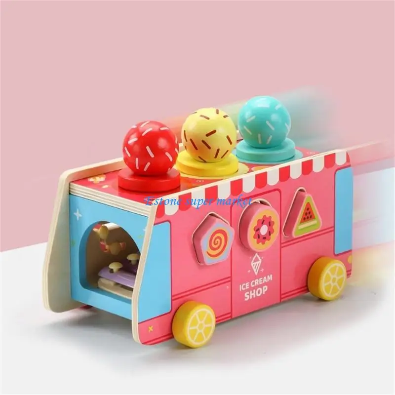 090B Sensory Icecream Truck Hammering Musical Instrument Kids Fine Motor Skill Toy