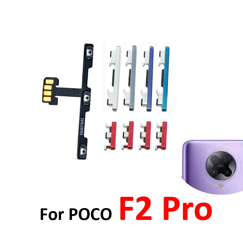 Phone Power Volume Button For Xiaomi Poco F2 Pro Pocophone New On Off Up Down Key Internal Flex Cable Repair Parts