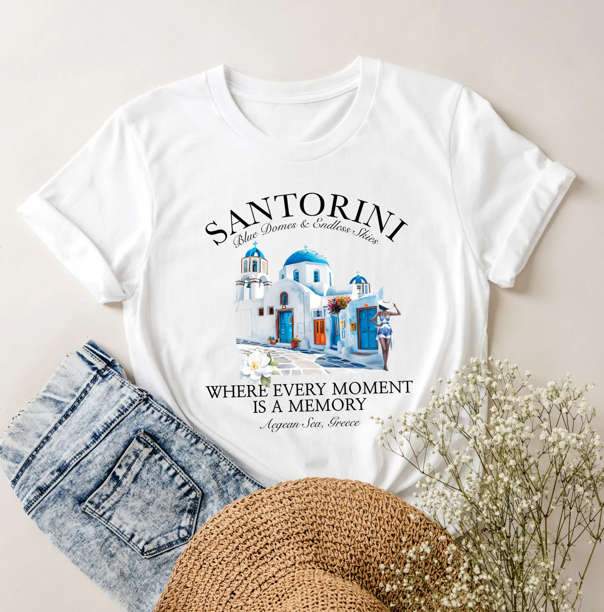 Santorini T Shirt Greece Themed Party Holiday For Travel Lovers Greek Islands