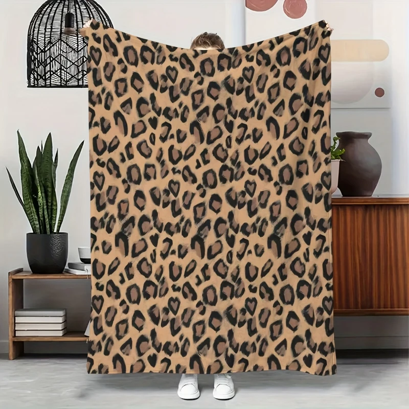 Brown Base Light Antelope Spot Throw Blanket,Warm Living Room,Office Layer,Sofa Cover,Birthday Anniversary Home Casual Gift