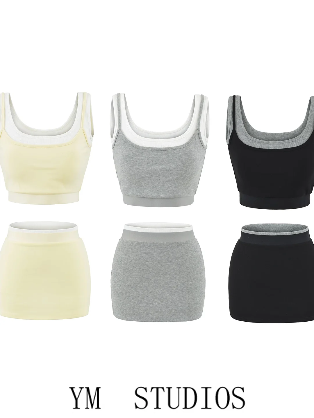 Women's Sporty Halter Top with Chest Pad  Skirt Set Prevent Light Walking Color Collision Design Summer Fashion Outfit