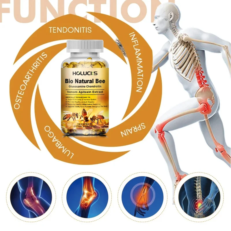 HOLUCKS Bee Glucosamine Chondroitin Capsules, Promote Healthy Joints & Muscles, Enhance Immune, Anti-oxidation
