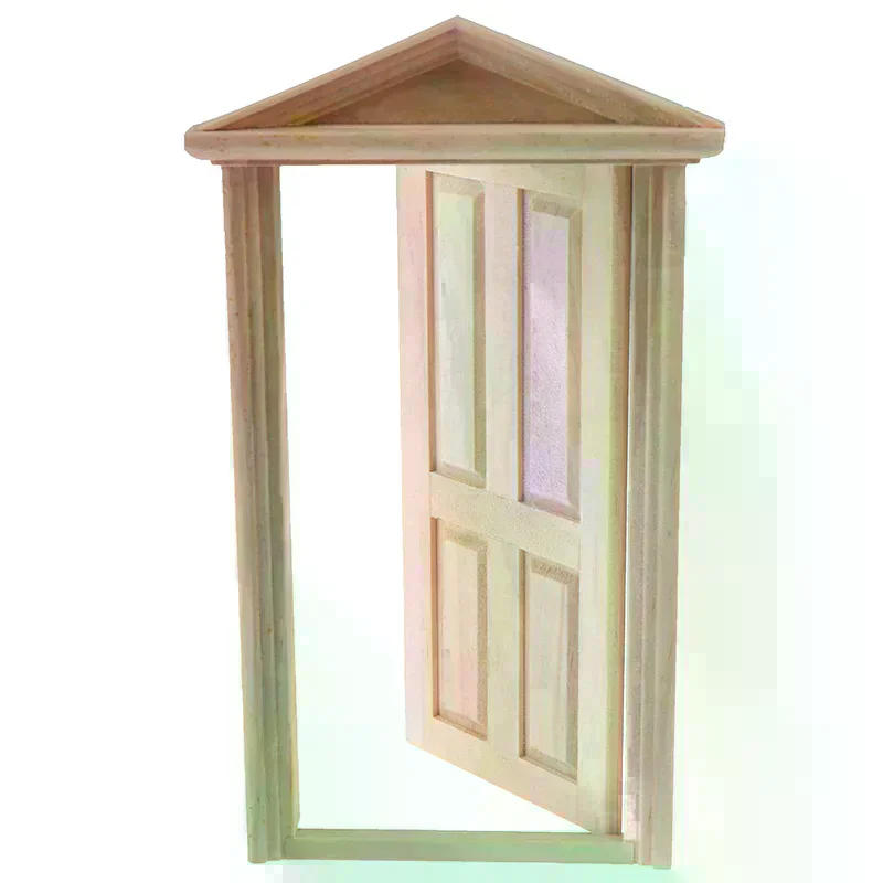 High Quality 1:12 Dollhouse Miniature Simulation DIY Wooden Spire Door Furniture Accessories