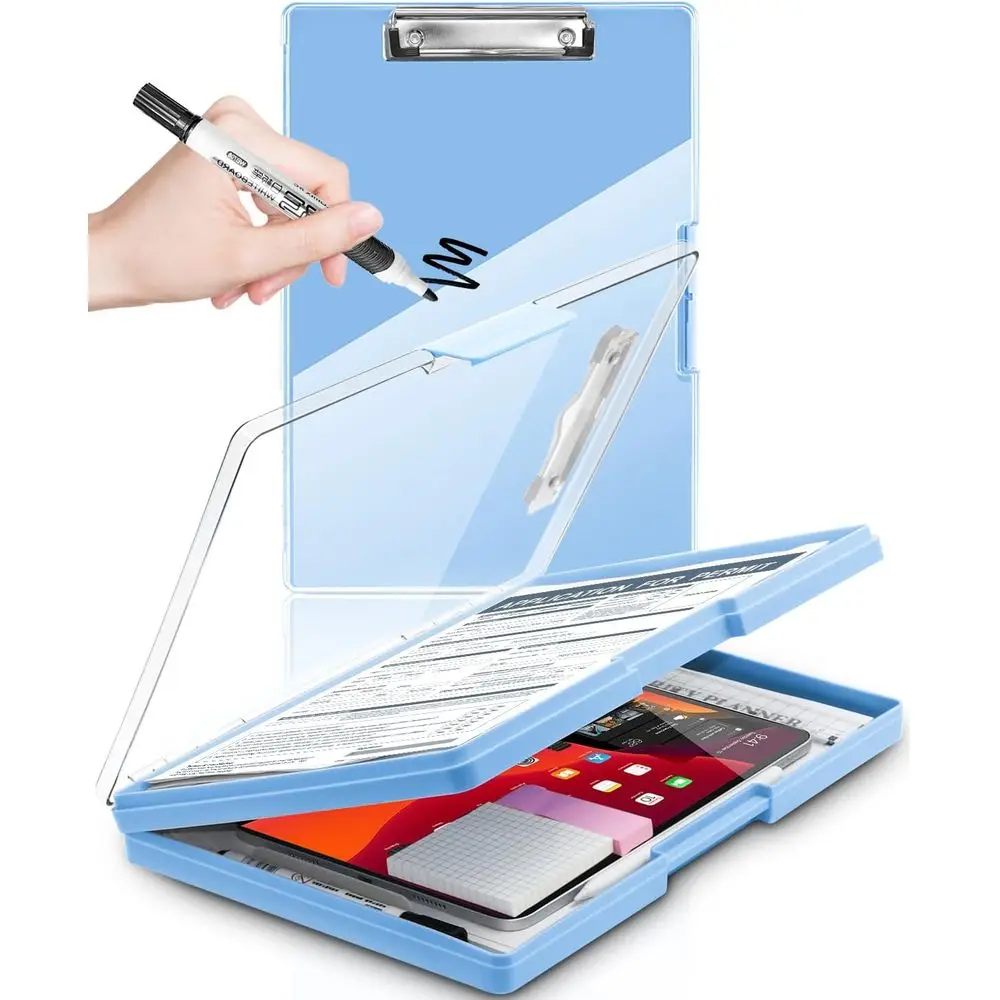 

Aqua Blue 2-Pack Heavy Duty 8.5x11 Dry Erase Clipboards with Side Opening Plastic Clip Case