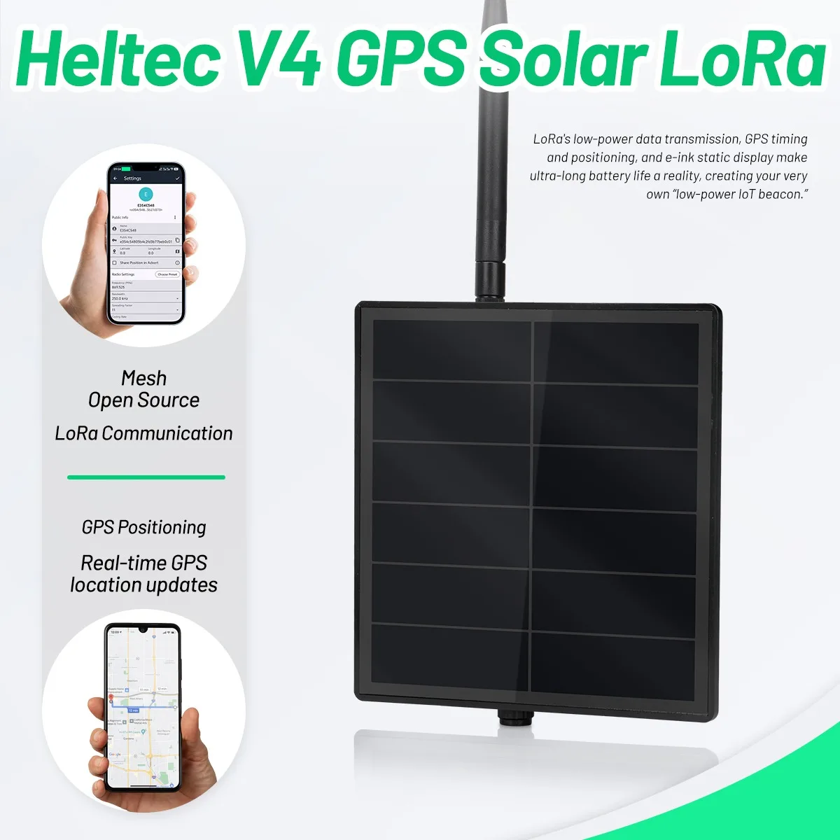 Outdoor Meshtastic Solar-Knoten mit GPS-Modul Heltec ESP32 LoRa V4 Meshcore Repeater 5W Solarpanel Mesh-Netzwerk WiFi LoRa BLE – Detail 7