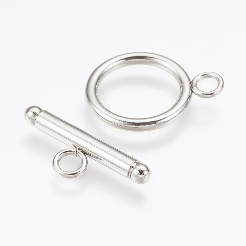 5Set 304 Stainless Steel Toggle Clasps Stainless Steel Color toggle: about 20x16x2mm Hole: 3mm bar: 22x8x3mm Hole: 3mm