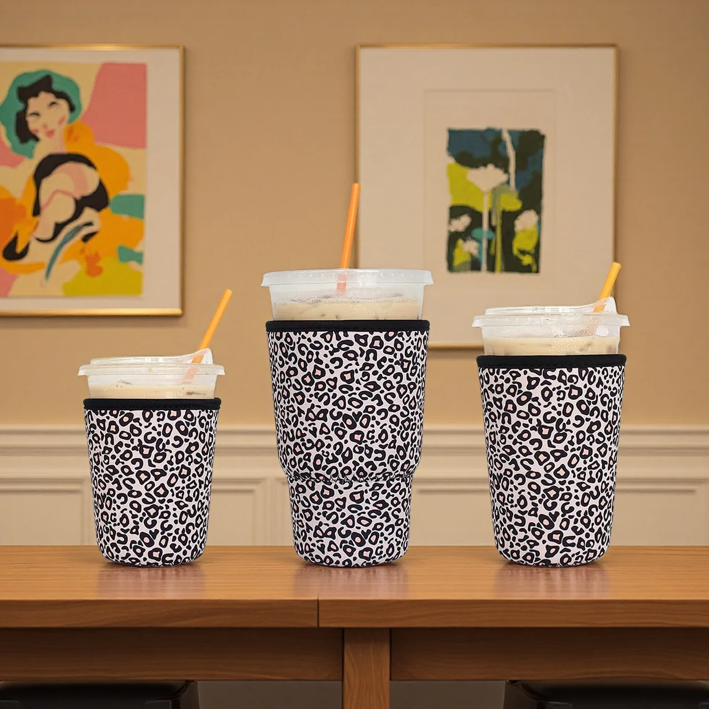 Paquete de 3 fundas de café reutilizables para tazas de 16-30oz, se adapta a bebidas frías Dunkin & Starbucks, portavasos antideslizante (accesorios para café helado)