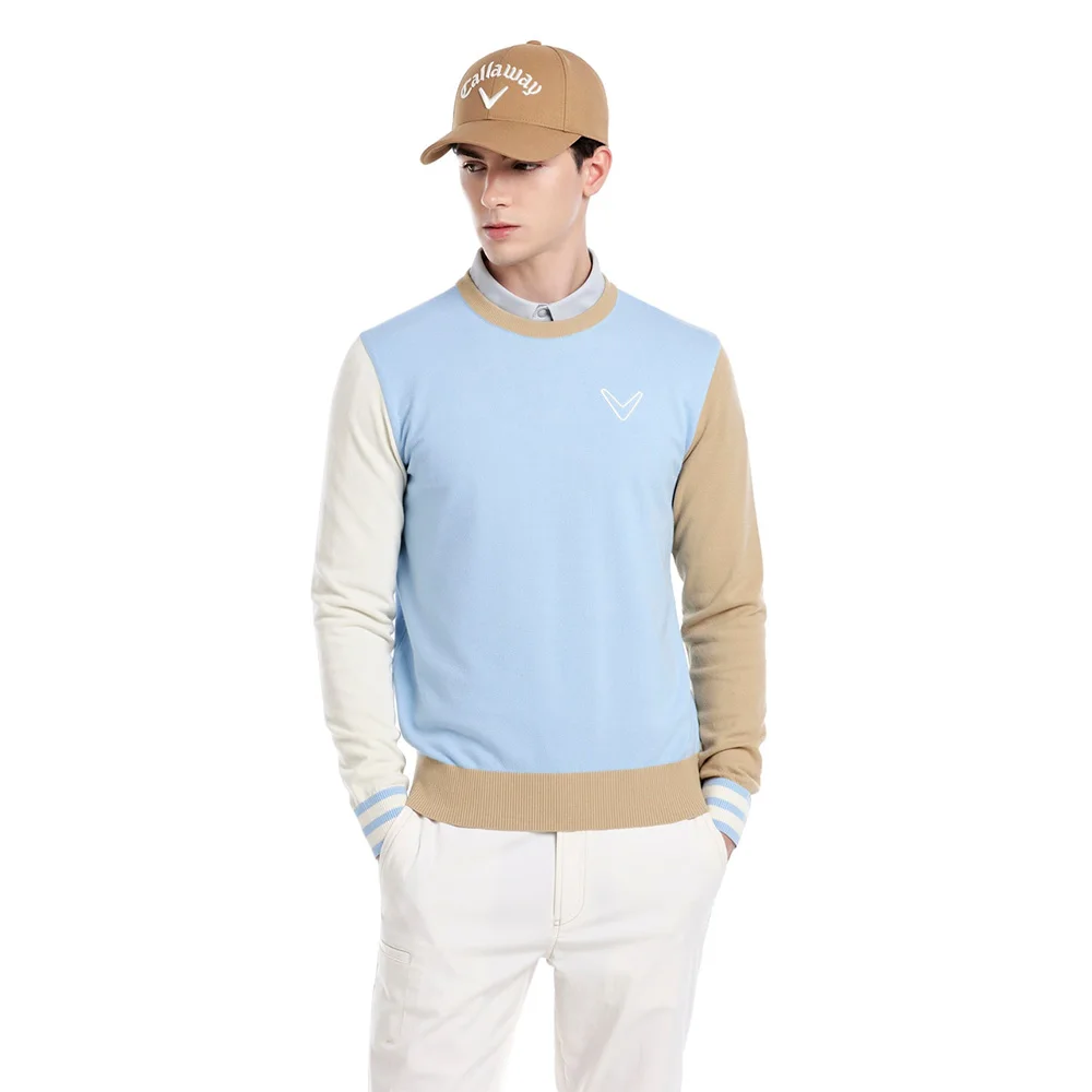 CALLAWAY Sports Art! Trendy Contrast Color Men\'s Knitted Sweater! Long Sleeves, Warm, High Elasticity, Luxury Brand, Golf!