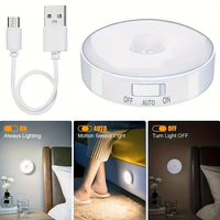 LED Induction Constant Light 2 Modes Magnetic USB Charging Circular Night Light Stairs Cabinet Wardrobe Aisle Induction Light