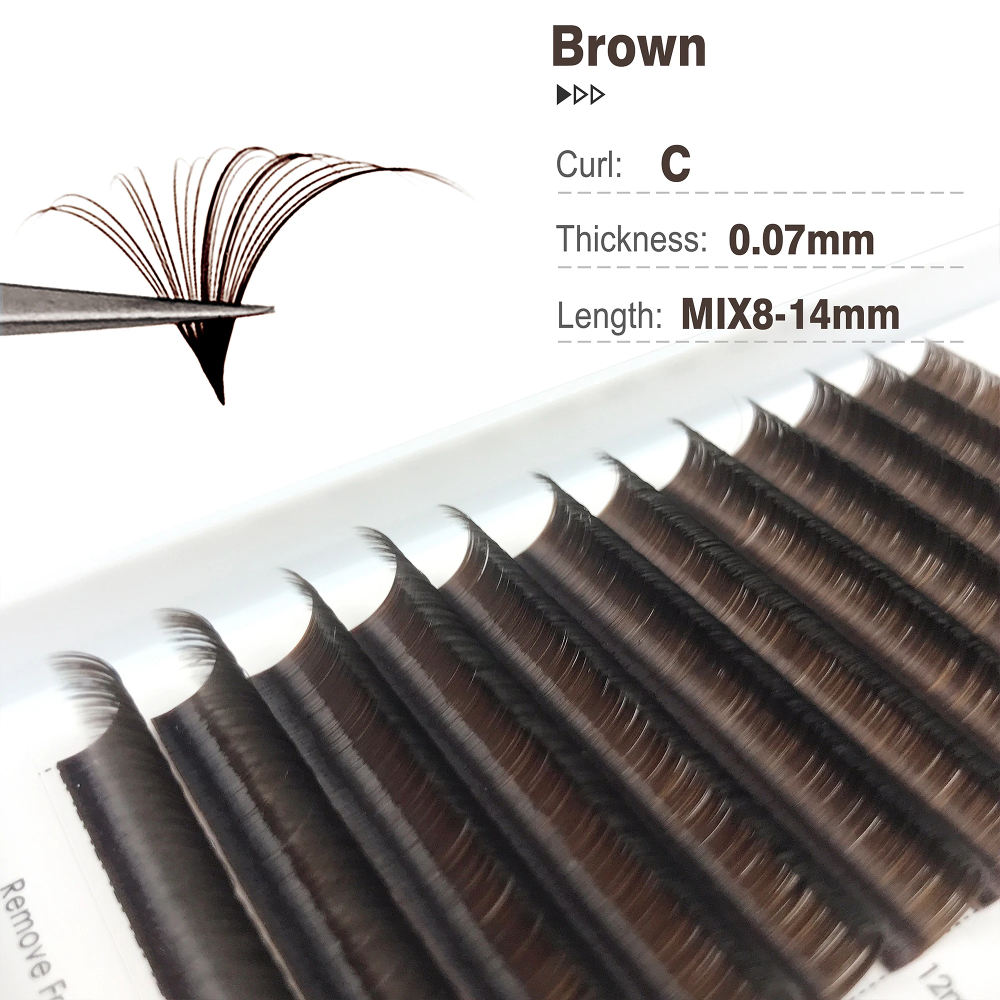 Colorido Chocolate marrón oscuro fácil abanico volumen ruso pestañas Blister seda Natural visón floración rápida logotipo personalizado pestañas a granel