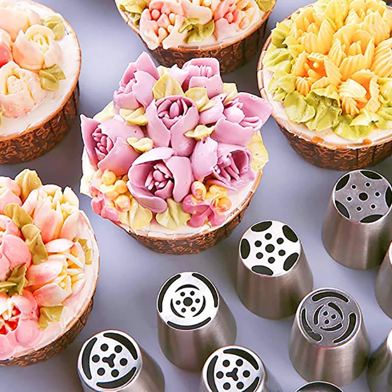 Russian Tulip Icing Piping Nozzles Stainless Steel Flower Ice Cream Bakery Tips Pastry Bag Cupcake Cake Decorating Tools Molds