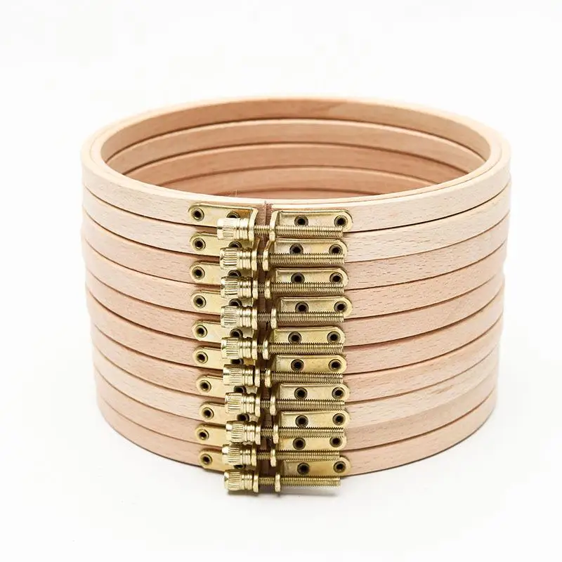 10pc 3-12 Inchs Wooden Embroidery Hoops Frame High Quality Beech Hoop Embroidery Circle Ring Kit Cross Stitch Home Sewing Tool