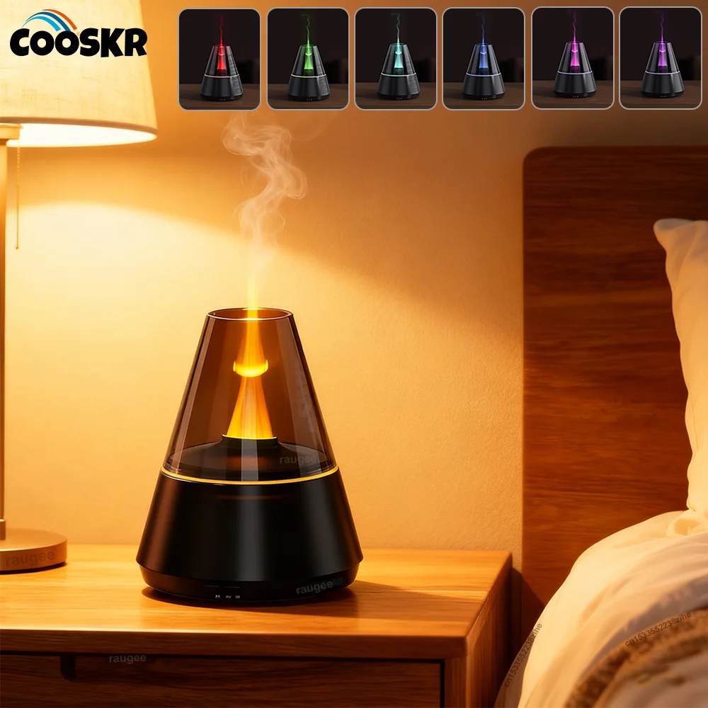 

Air Aroma Humidifier Essential Oils Humidifier Flame Fragrance Diffuser Mini Home Room Aromatherapy Diffuser With LED Light