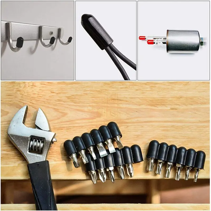 A93E-500Pcs Rubber End Caps 4Mm ID PVC Round Tube Bolt Cap Cover Screw Thread Protectors Black
