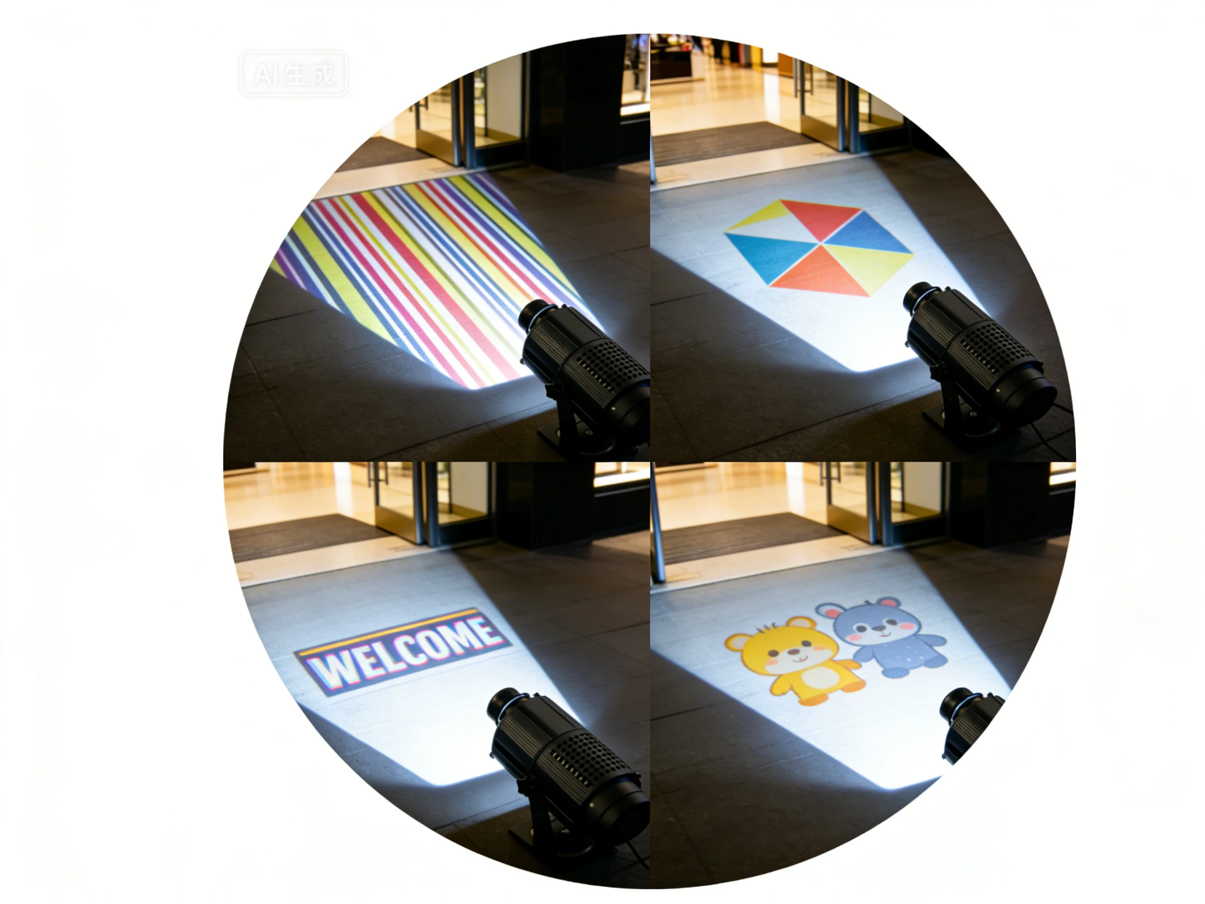 Nieuwe 4-beeld roterende Gobo-projector, 80 W IP65 waterdichte LED-commercieel licht voor buitenwinkelcentrumhotel, dynamisch reclamesysteem