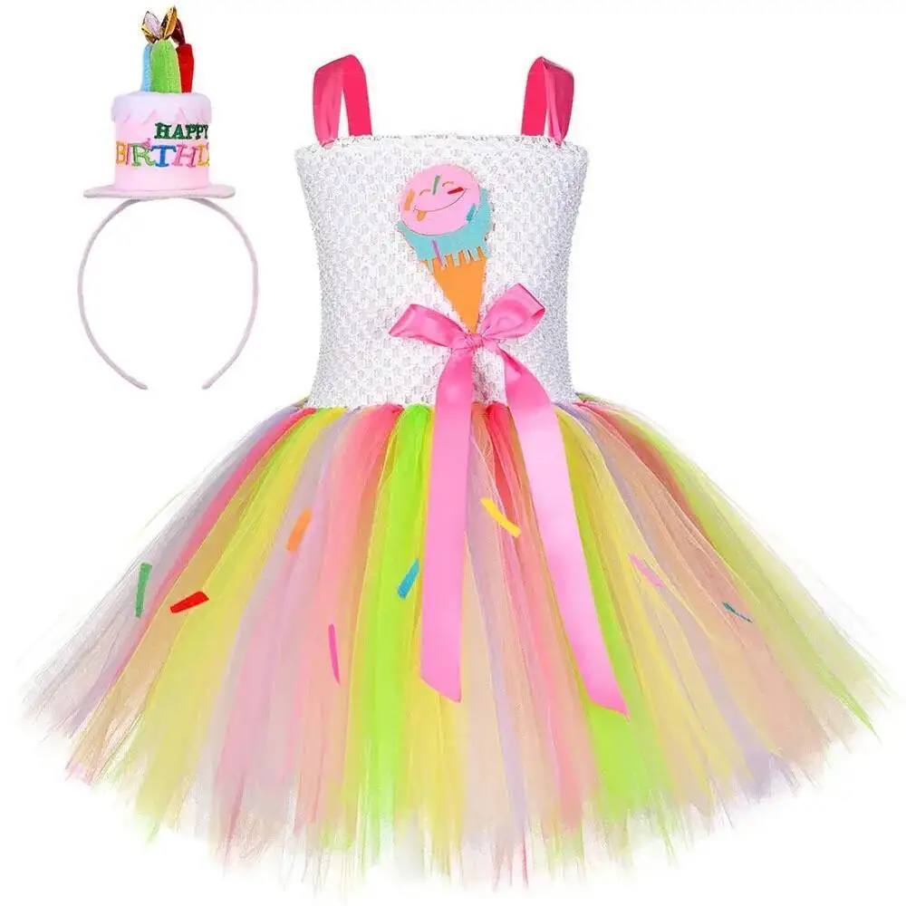 Baby Girls Donut Ice Cream Cake Dresses for Kids Candy Birthday Party Costume Princess Girl Sweet Cake Smash Ballet Tutus Outfit