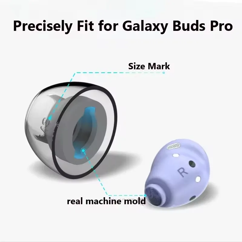 Almohadillas de látex H370 + para Samsung Galaxy Buds Pro, funda protectora de silicona antialérgica para evitar caídas, tapones para los oídos a prueba de polvo