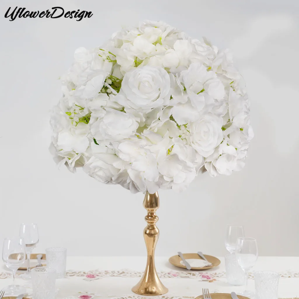 

Искусственный цветочный шар Uflower на пластиковой основе, шелковые композиции для украшения стола на свадьбу, вечеринку, декор для проходов, букеты из цветов