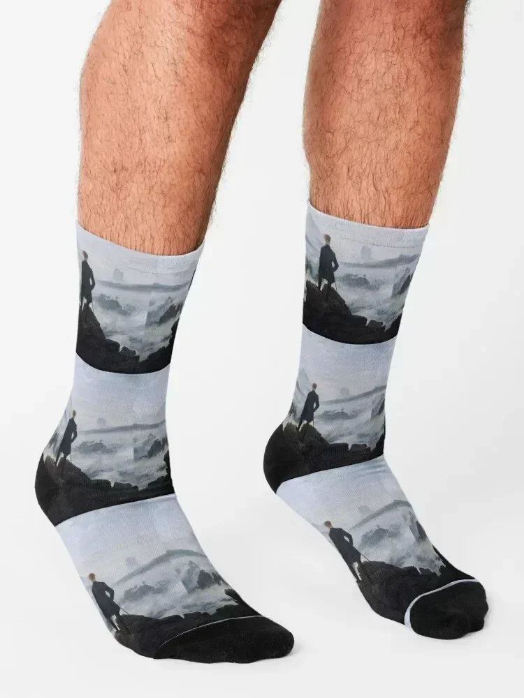 Wanderer Above the Sea of Fog Caspar David Friedrich Socks Crossfit happy Stockings man winter gifts Mens Socks Women's