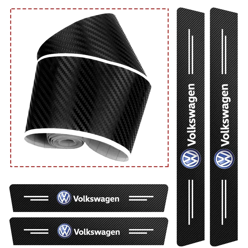 1/4/5Pcs Car By Sill Scuff Plate Decor Carbon Fiber Stickers For Volkswagen VW Golf Polo Tiguan Passat Touareg Magotan Touran