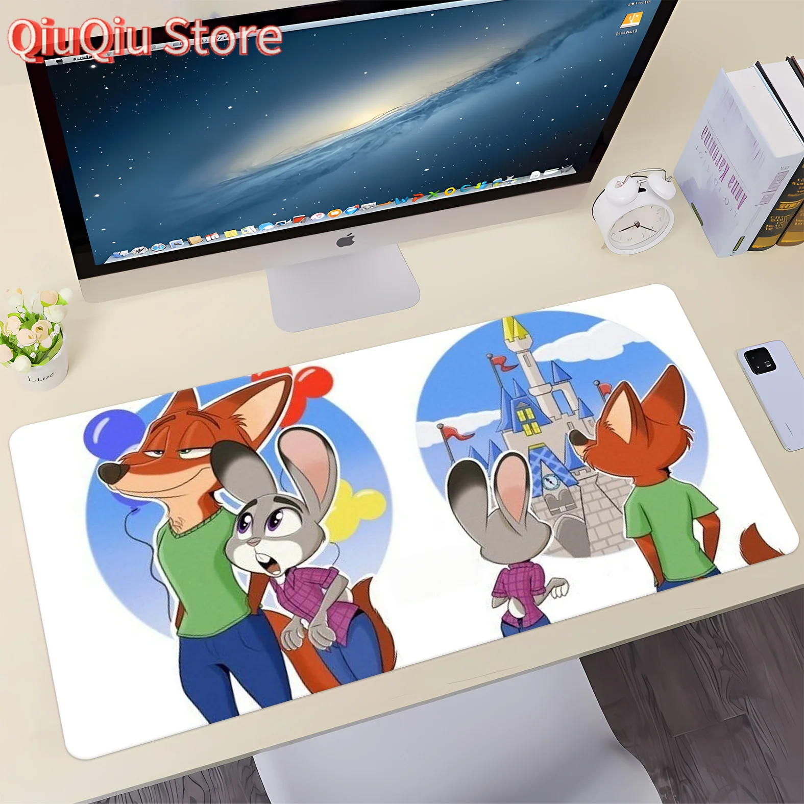 Podkładka pod mysz Disney Zootopia Judy Hopps i Nick Wilde - wysokiej jakości, antypoślizgowa gumowa podstawa, żywotne grafiki, mata na biurko do biura i gier.