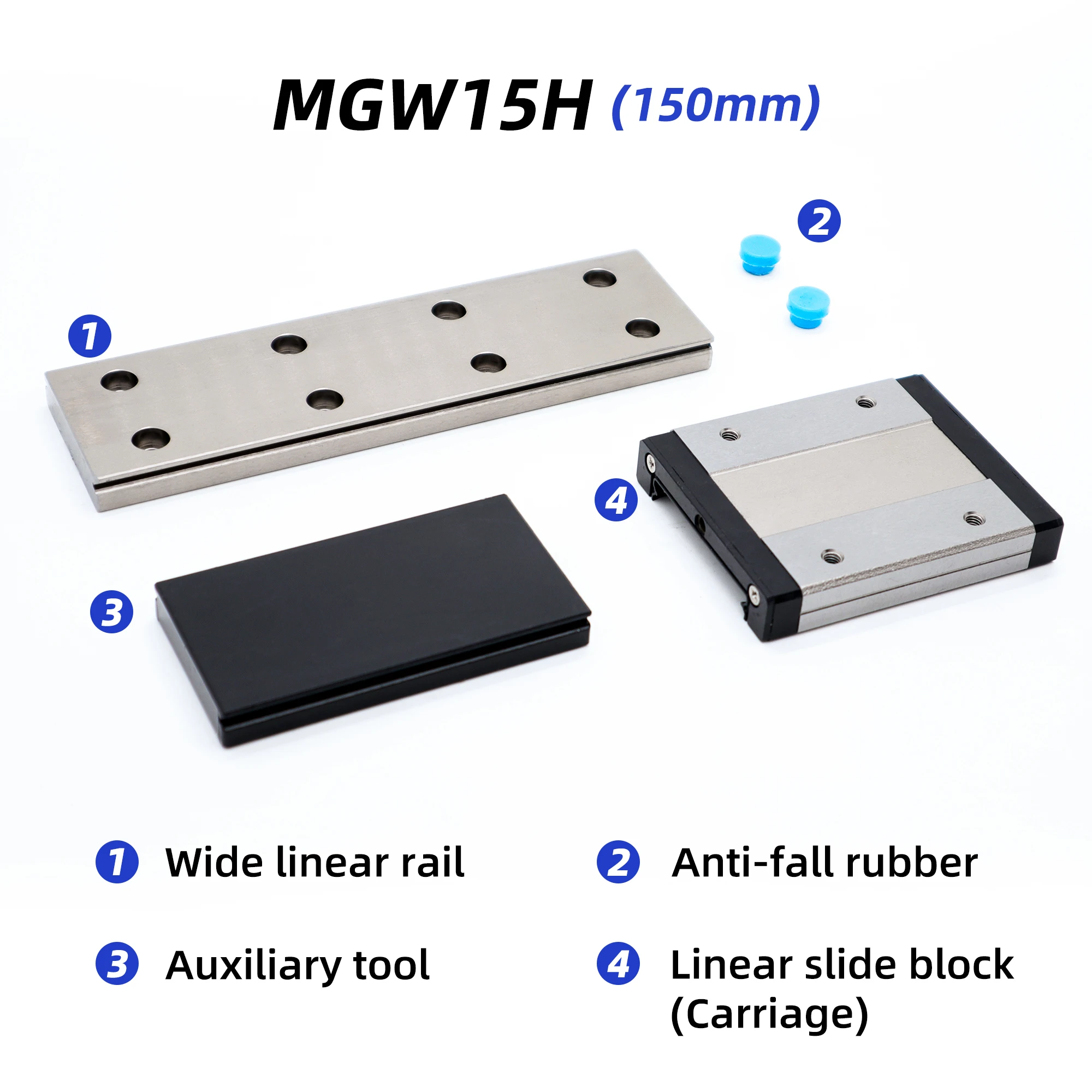 MGW Linear Rail Guide with Block–MGW7/MGW9/MGW12/MGW15 – 100-800mm – Wide Linear Slide Track for CNC, 3D Printer, Laser Engraver
