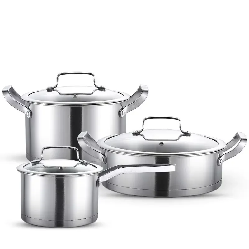 Manufacturer's price Stainless steel cookware set Durable non-stick kitchen cooking soup pot soup pot milk pot lid 6-piece