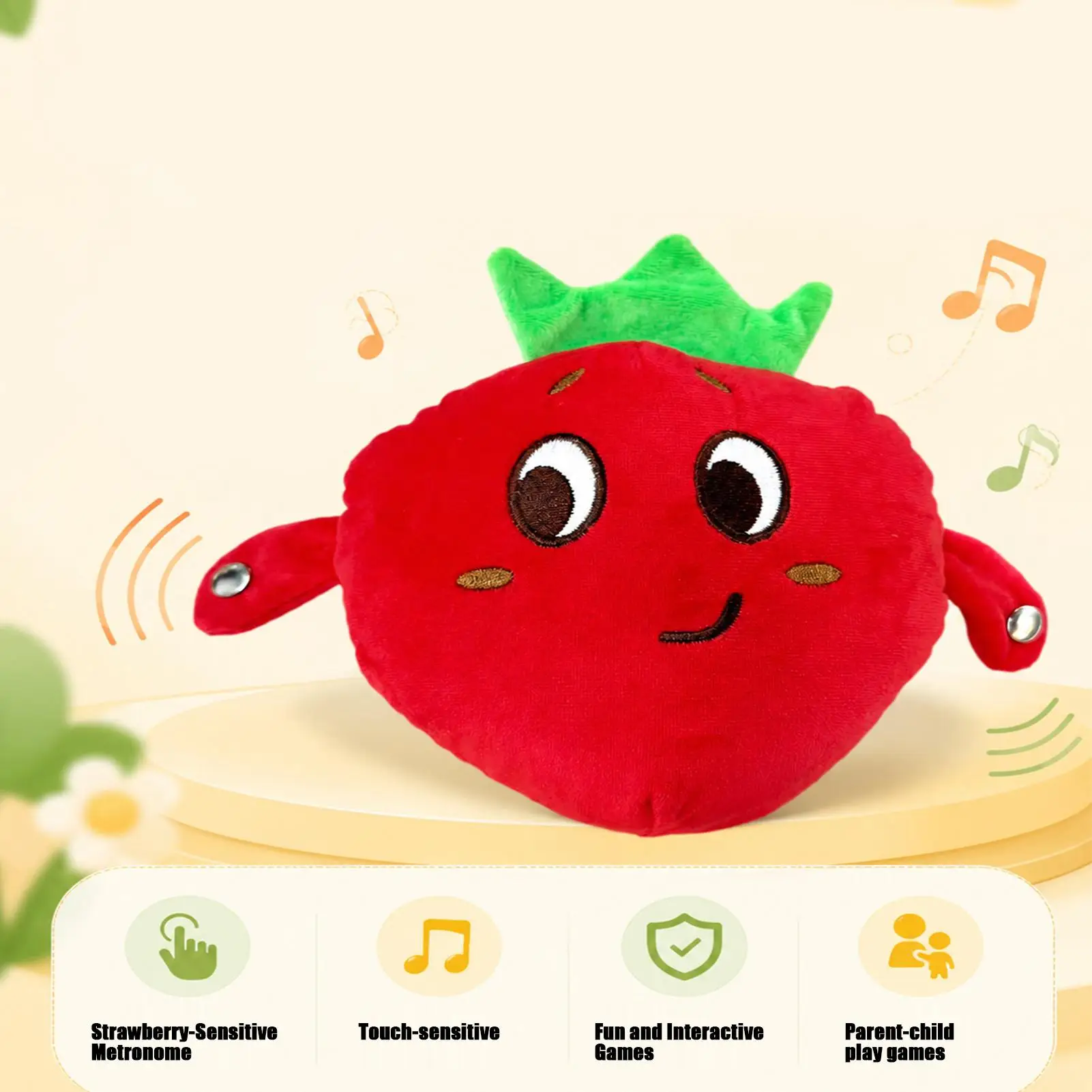 Strawberry Musical Toy Touch Activated Educational Strawberry Doll Soft Fruit Toy With Sound For Boys Girls Home Kindergarten