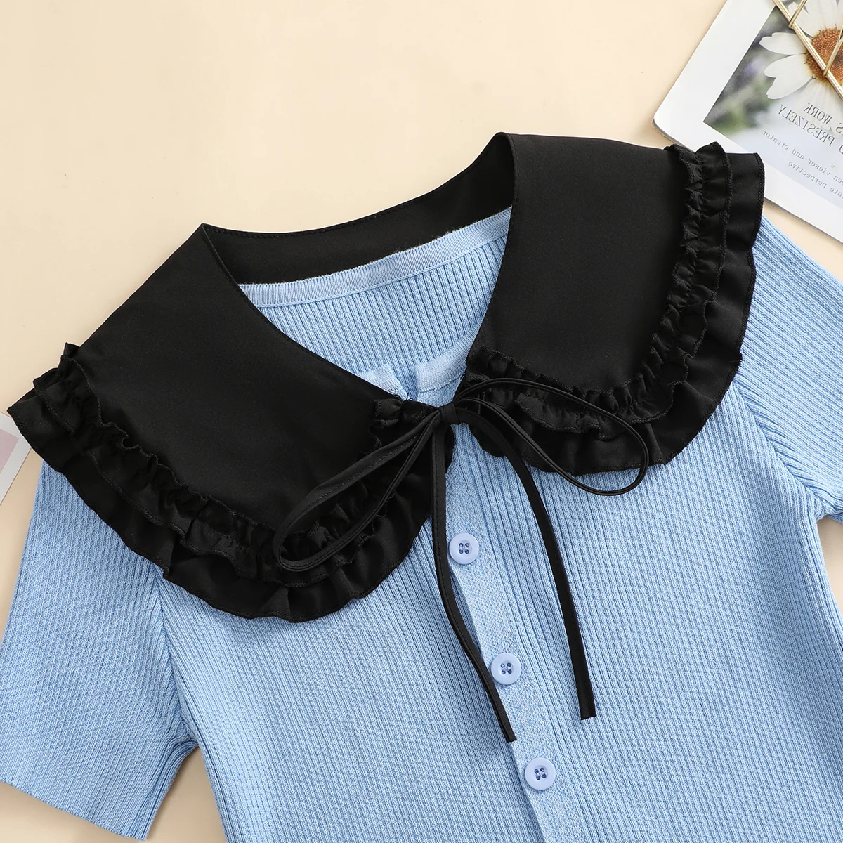 Damen New Wave Edge Dekoration Mode Schal Schoß Schulter abnehmbar vielseitig gefälschter Kragen – Detail 9