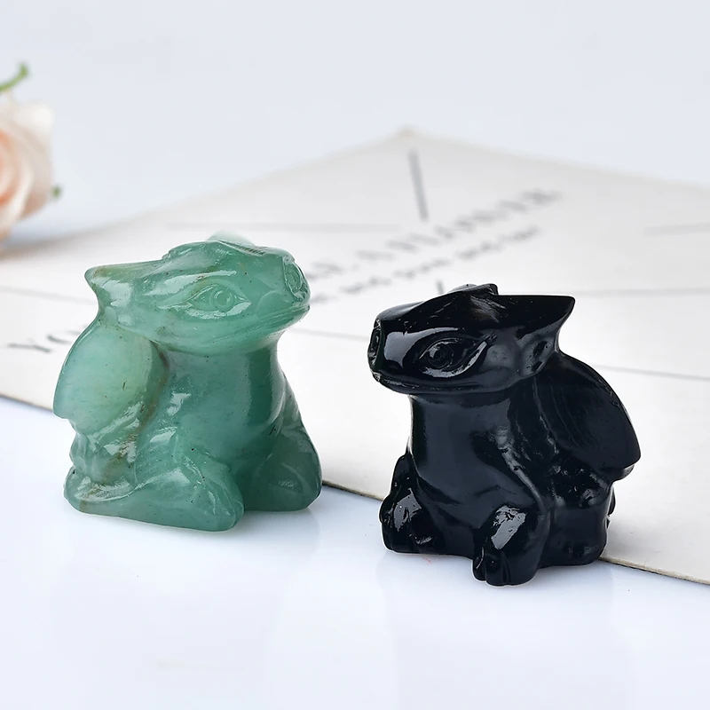 1PC Natural Crystal Aventurine Obsidian Toothless Cartoon Figure Mineral Ornaments Energy Healing Stone Reiki Home Decoration