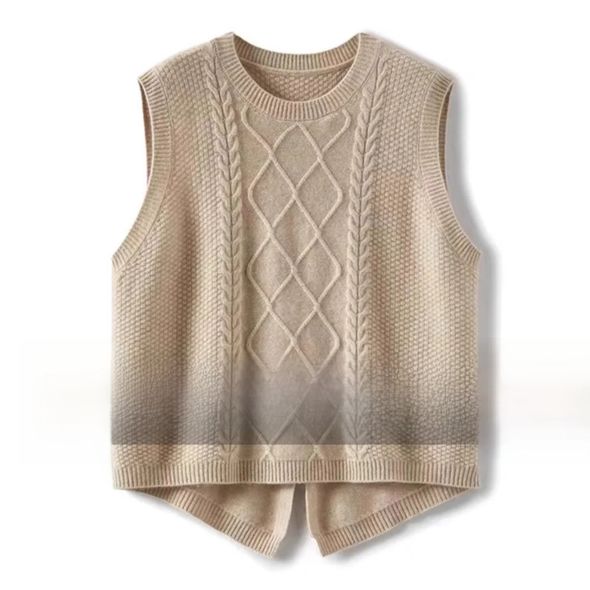 

Модный женский вязаный шерстяной свитер-жилет с круглым вырезом, стандартной длины, для повседневной носки, с высоким уровнем теплосбережения