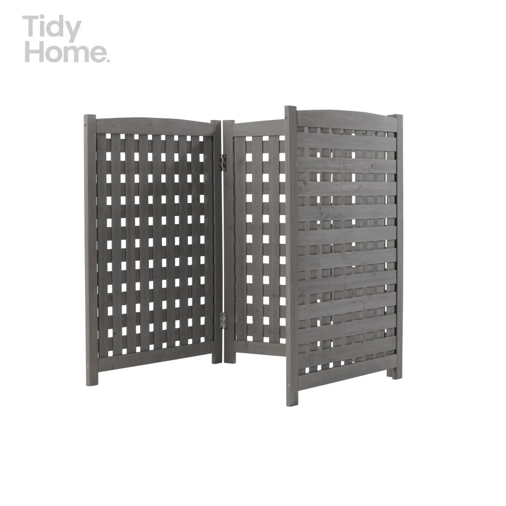 Air Conditioner Fence Screen Outside,Cedar Privacy Fence 3Panels to Hide AC/Trash Enclosure,U-shaped regulator,breathable design