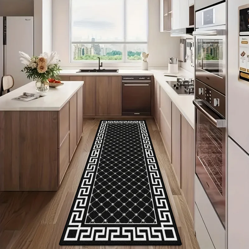 VIKAMA Light Luxury Herringbone Rug Stain-resistant and Machine-washable Living Room Sofa Mat Hallway and Corridor Rug Home Deco