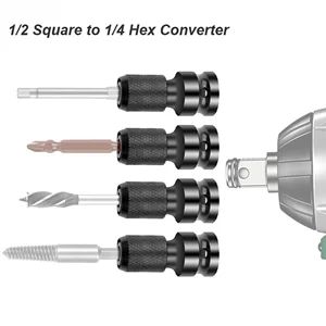 Electric Wrench 1/2 Square Drive To 1/4 Hex Socket Female Adapter Spanner Chuck Converter Impact Air Extension Pneumatic Tool