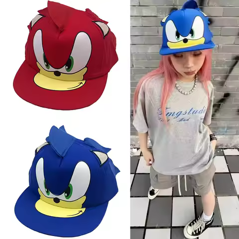 Sonic The Hedgehog Children's Baseball Hat Anime Character Children's Male Female Duck Tongue Flat Edge Hat Birthday Gifts