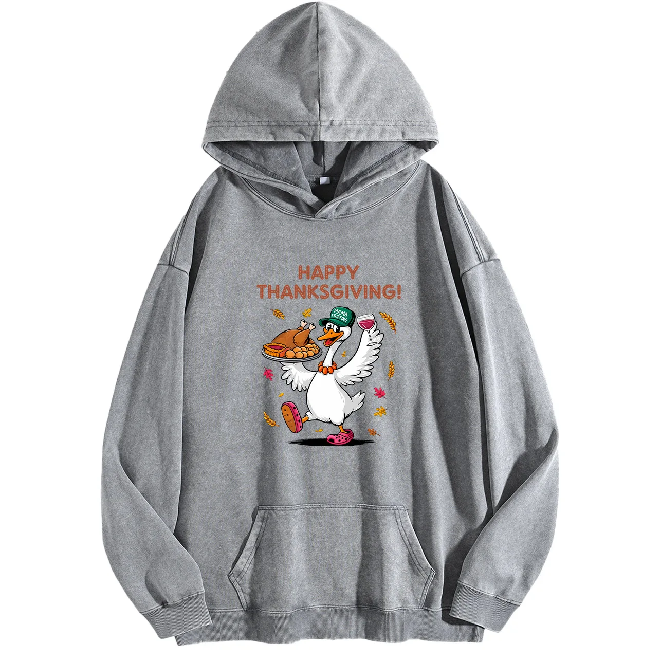 هوديي برسومات مغسولة كلاسيكية للرجال من Happy Thanksgiving، بلوفر ريترو متعثر، سويت شيرت كاجوال ملابس الشارع #2