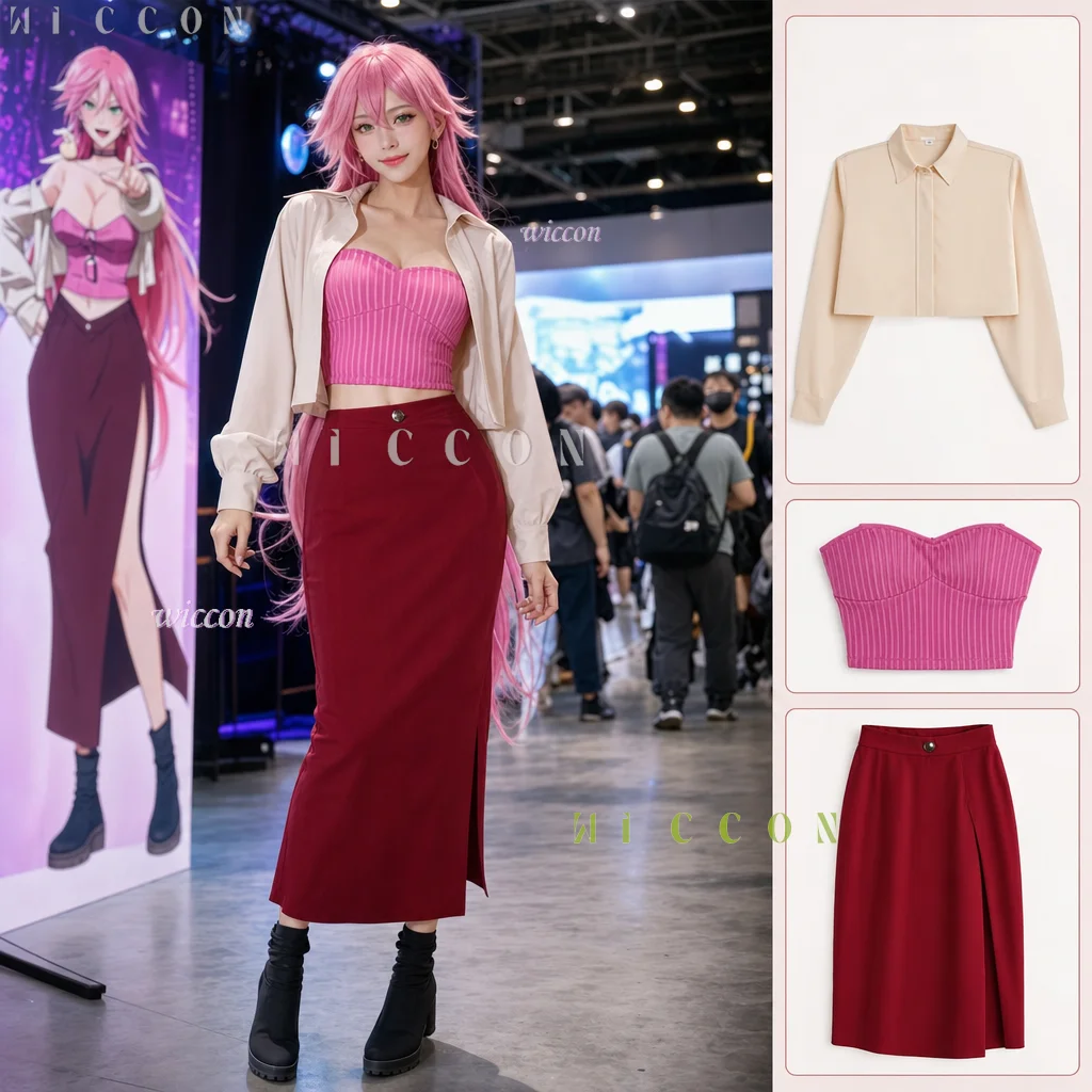 

Marriagetoxinn Kimie Arashiyama Cosplay Costume Skirt Outfits Halloween Anime Strapless Top Cardigan Midi Skirt Set Anime Manga