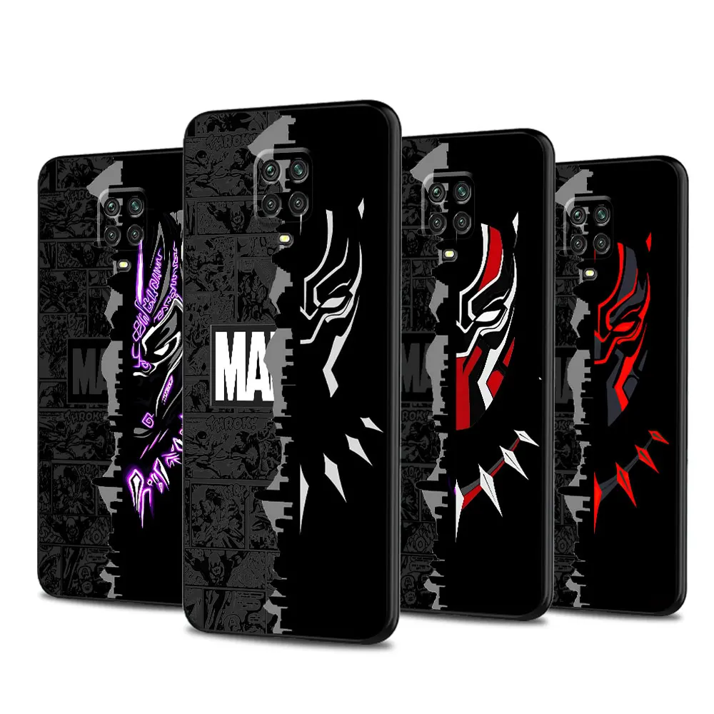 Cover Case for Xiaomi Redmi Note 10S 12S 11S 10 Pro 11 Pro 9 10 9S 8T 8 7 12 9T 12 Pro Luxury Marvel Black Panther Black Soft