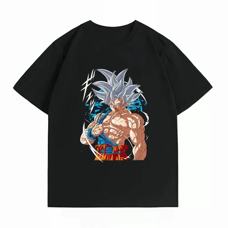 Men's Clothing New 100% Cotton Breathable Summer T-Shirt Bandai Dragon Ball Goku Ultra Instinct Print Casual Streetwear Mens Top