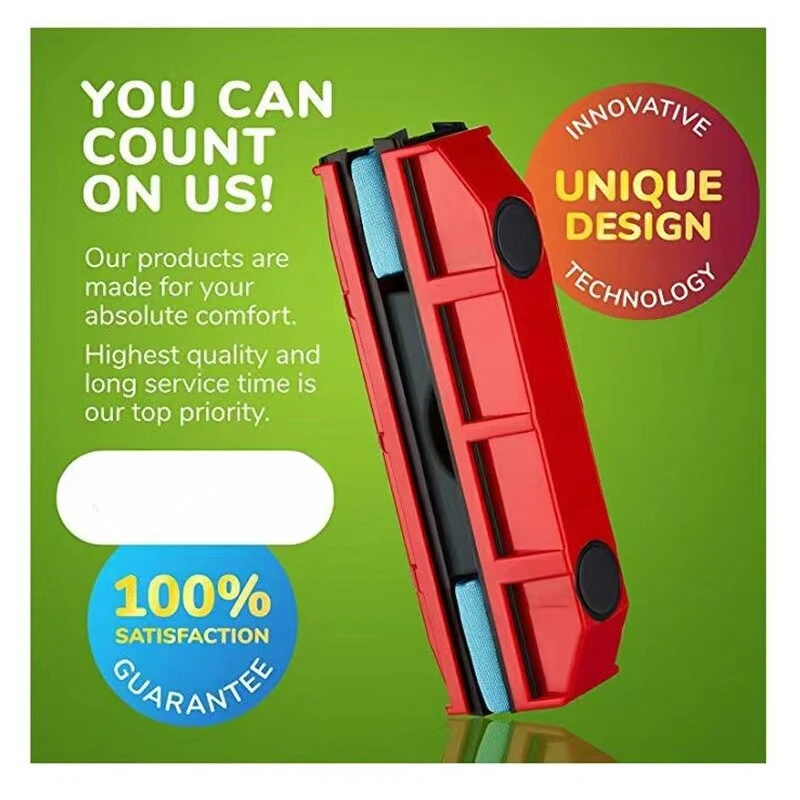 Magnetic Window Cleaner Brush Double-Side Automatic Water Discharge Wiper Glass Window Brush High Rise Outside Window Cleaner