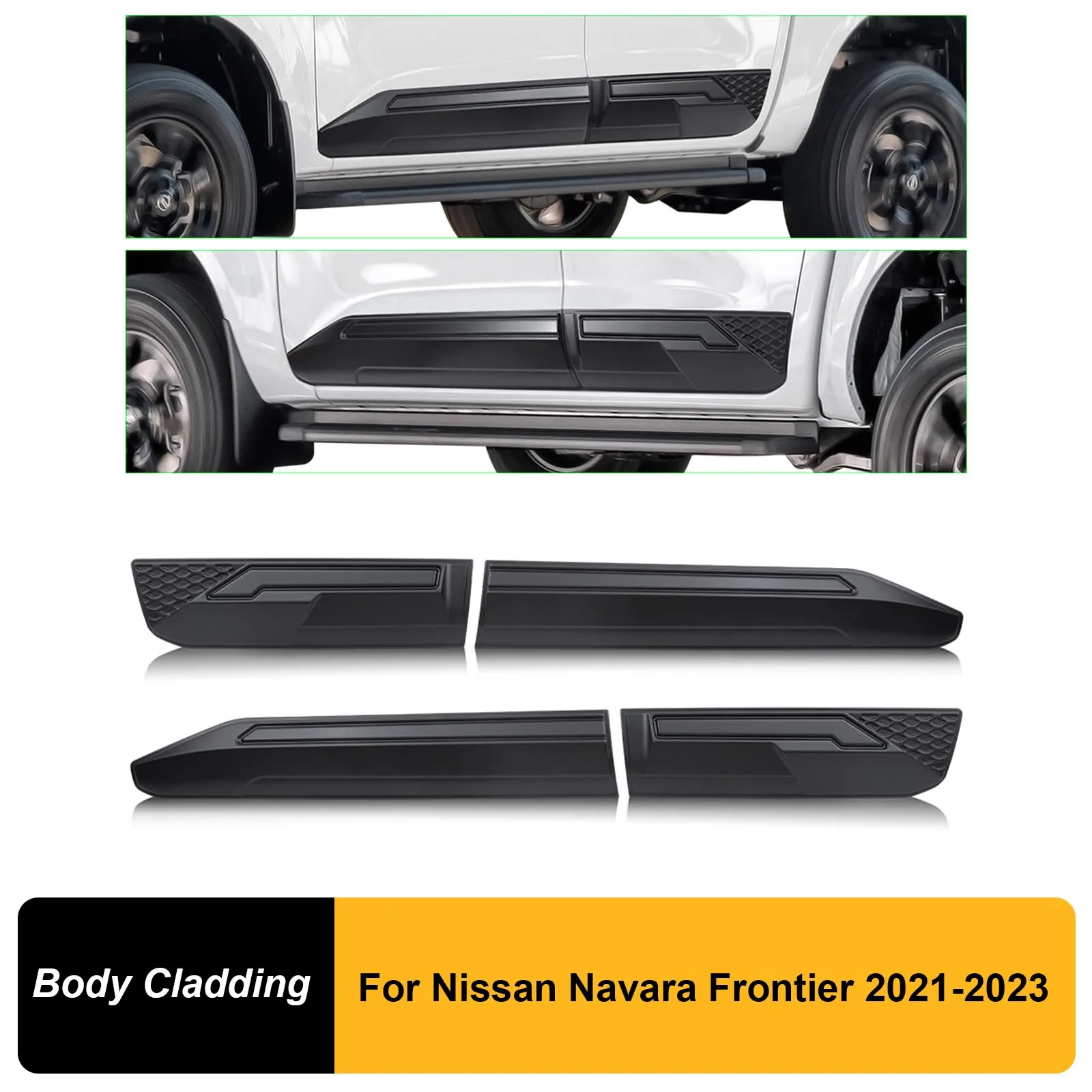 Side Door Body Cladding Body Guard Molding Cover For Nissan Navara Frontier 2021 2022 2023 Matte Black 4 Doors