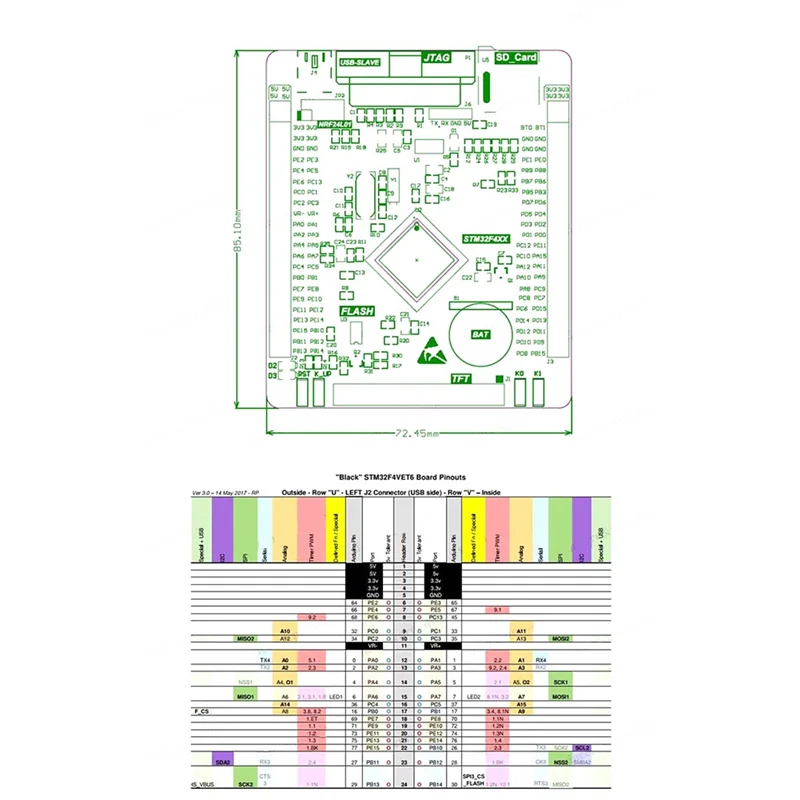 Placa de desarrollo eficiente STM32F407VET6, Cortex-M4 STM32, tablero de aprendizaje de sistema mínimo, placa central ARM + pantalla LCD TFT de 3,2 pulgadas