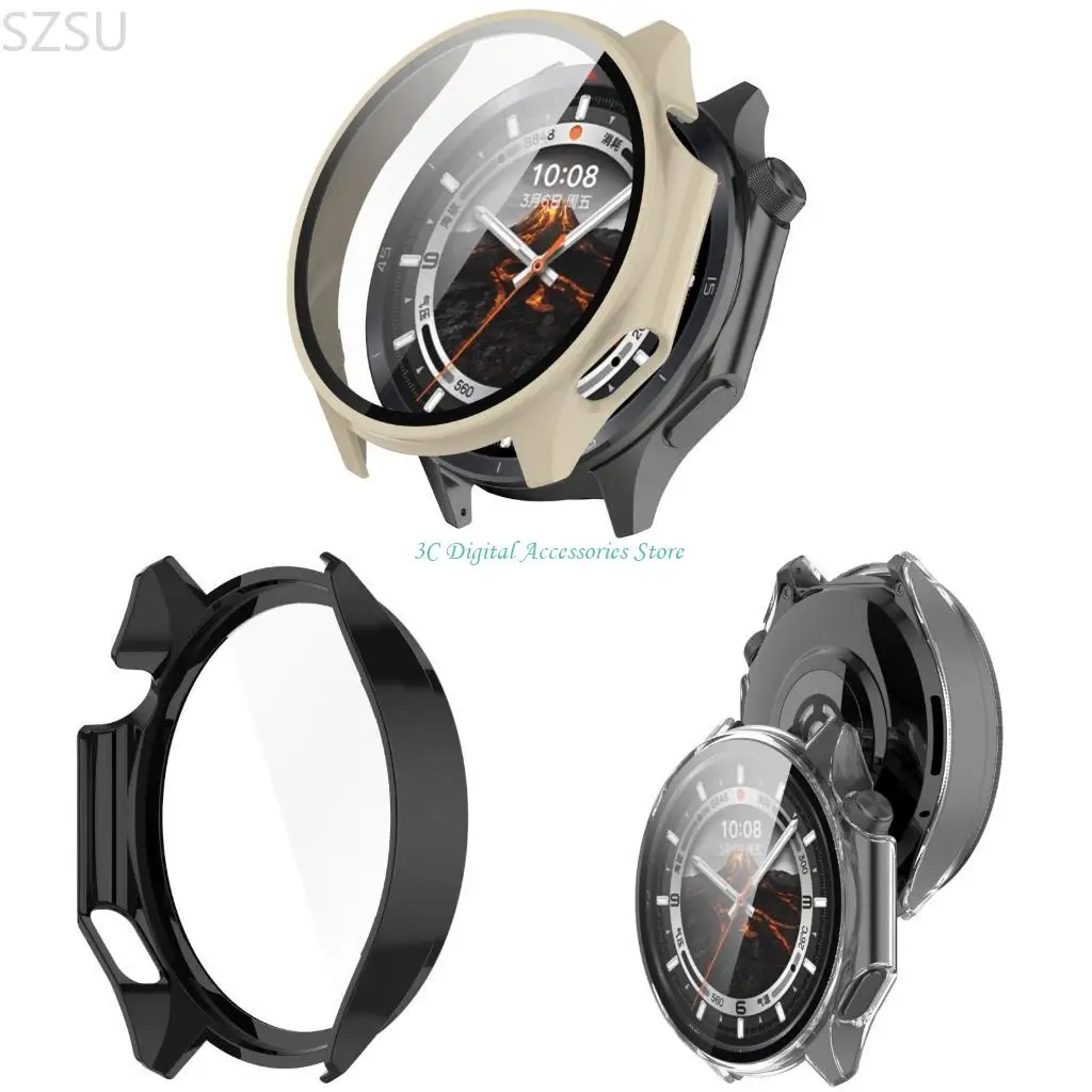 SZSU Watch Case с измельченной стеклянной пленкой для просмотра 3 Protector Cover Watch Scrector Protector Film SmartWatch Shell